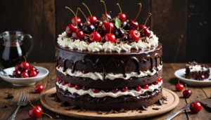 découvrez notre recette traditionnelle de la forêt-noire, un gâteau allemand classique alliant chocolat, cerises et chantilly pour un dessert élégant et savoureux.