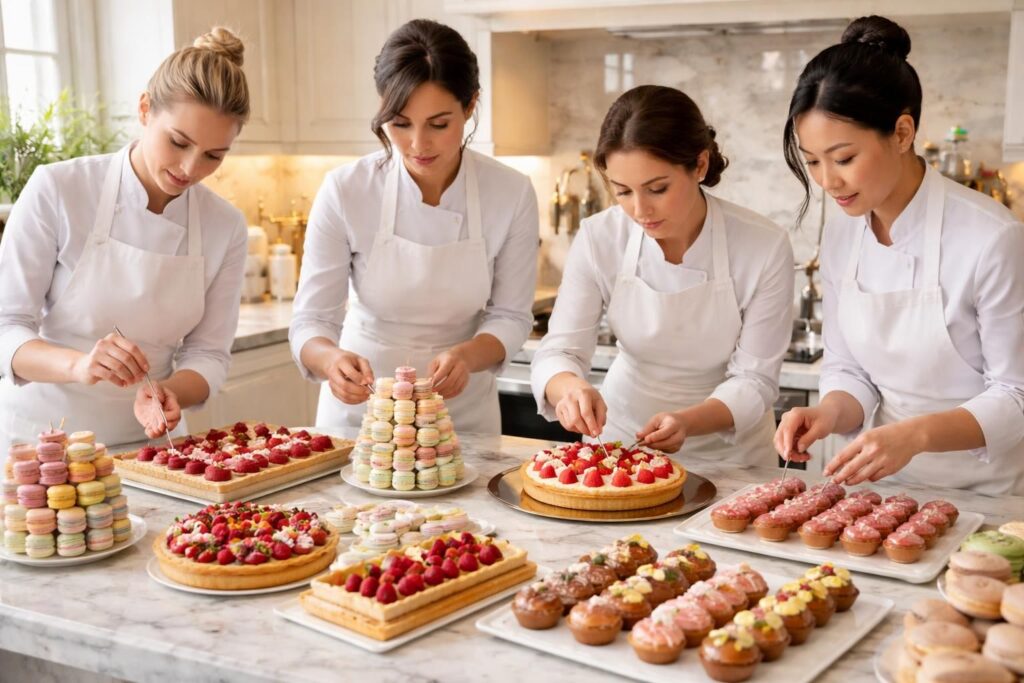 découvrez le talent des femmes pâtissières créatives à travers leurs macarons ladurée, tartes pierre hermé et éclairs fauchon, alliant tradition et innovation gourmande.