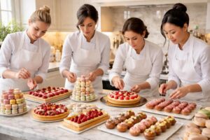 découvrez le talent des femmes pâtissières créatives à travers leurs macarons ladurée, tartes pierre hermé et éclairs fauchon, alliant tradition et innovation gourmande.