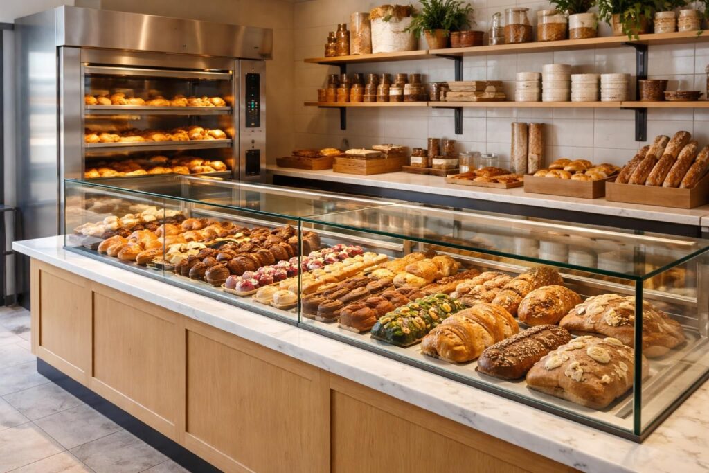 découvrez comment ouvrir une boulangerie-pâtisserie dans un local commercial équipé d'un four professionnel et d'une vitrine attractive pour attirer les clients.